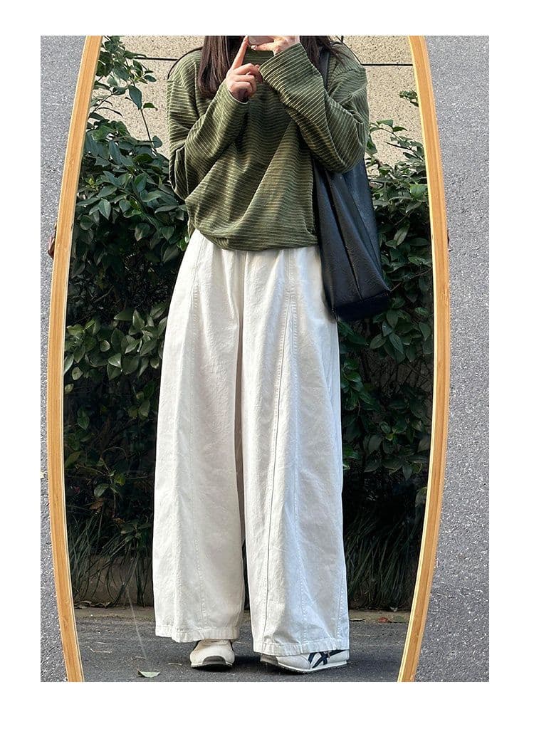 일본식 핑크색 와이드 레깅스 바지 여름 얇은 2026 새로운 하이웨이스트 루즈핏 슬림해 보이는 작은 키 캐주얼 모통이 칼 바지 상세 이미지 13