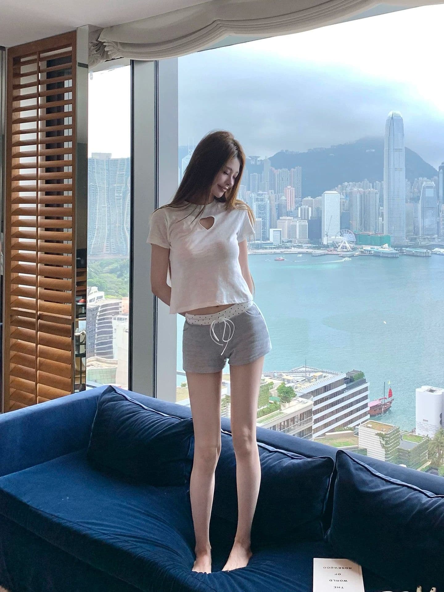 회색 도트 무늬 펌프 로프 반바지 여성 여름 로우 웨이스트 핫걸 몸매 가꾸기 캐주얼 핫 바지 상세 이미지 3