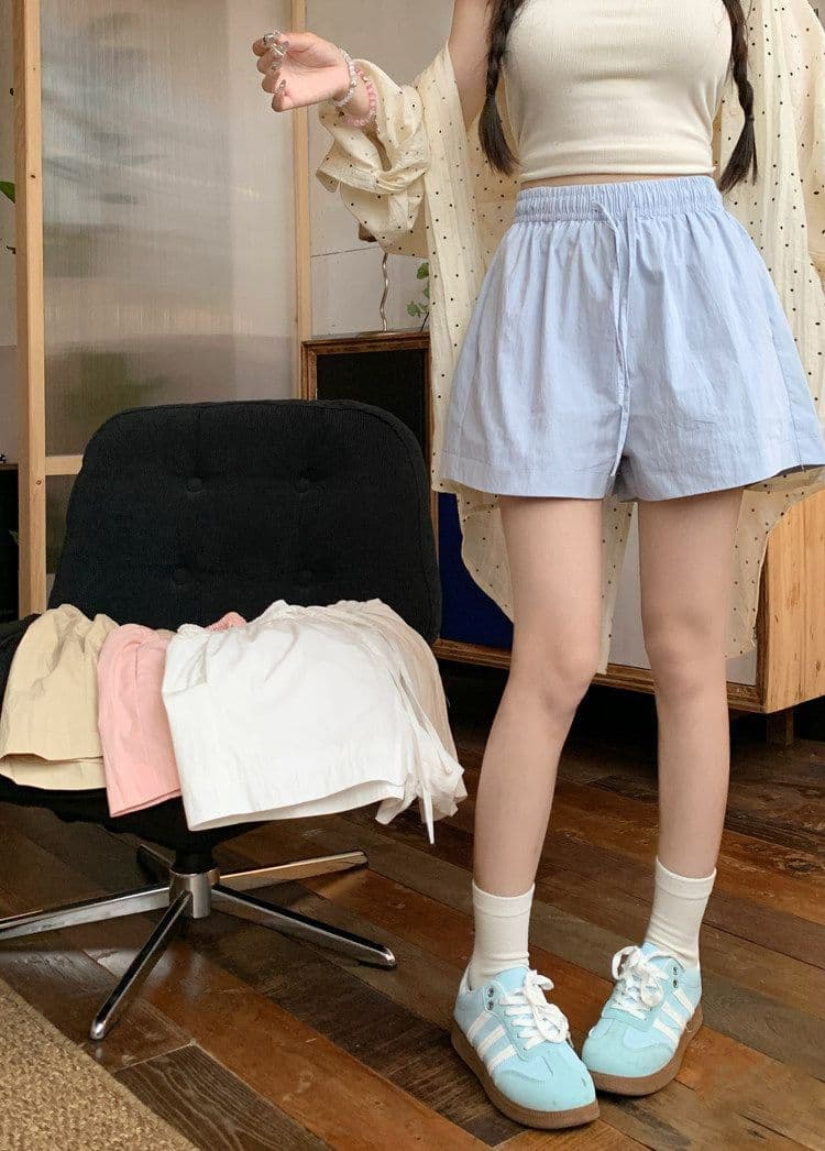 뉴 포트 면 루즈핏 화이트 하이웨이스트 캐주얼 바지 운동 바지 가정 반바지 여성 여름 연령 감소 바지 와이드 레그 팬츠 상세 이미지 2