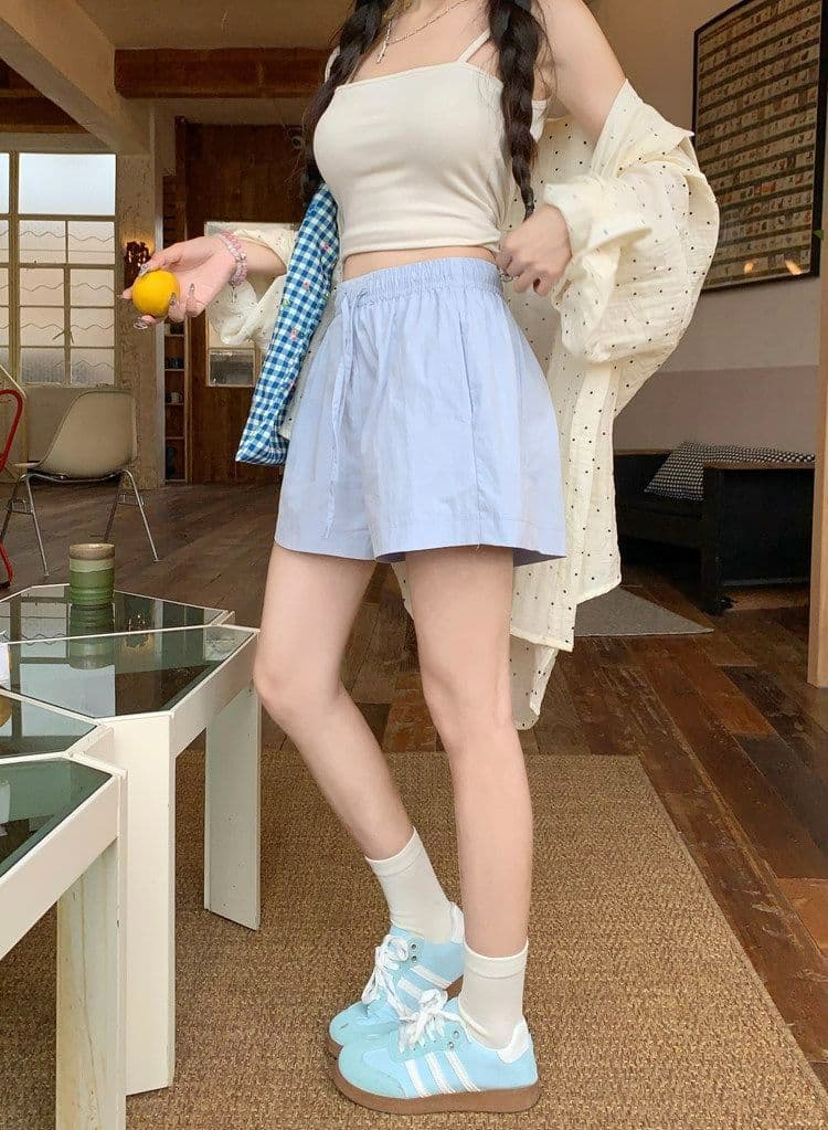 뉴 포트 면 루즈핏 화이트 하이웨이스트 캐주얼 바지 운동 바지 가정 반바지 여성 여름 연령 감소 바지 와이드 레그 팬츠 상세 이미지 5