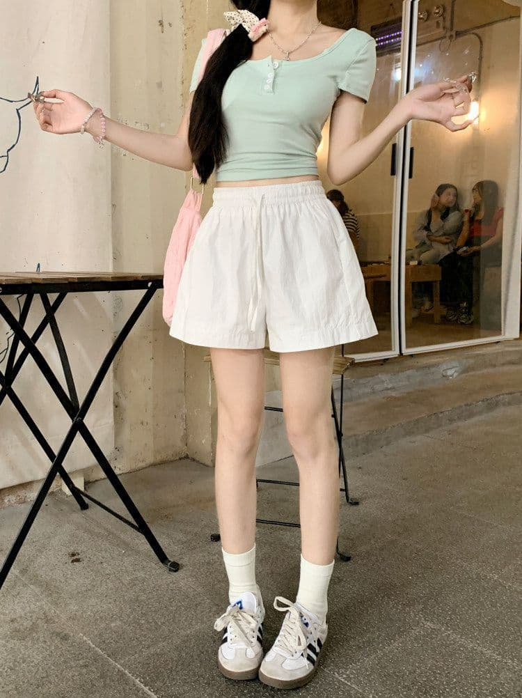 뉴 포트 면 루즈핏 화이트 하이웨이스트 캐주얼 바지 운동 바지 가정 반바지 여성 여름 연령 감소 바지 와이드 레그 팬츠 상세 이미지 18