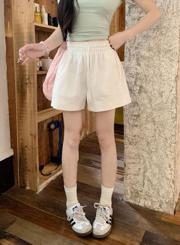 뉴 포트 면 루즈핏 화이트 하이웨이스트 캐주얼 바지 운동 바지 가정 반바지 여성 여름 연령 감소 바지 와이드 레그 팬츠 상세 이미지 19