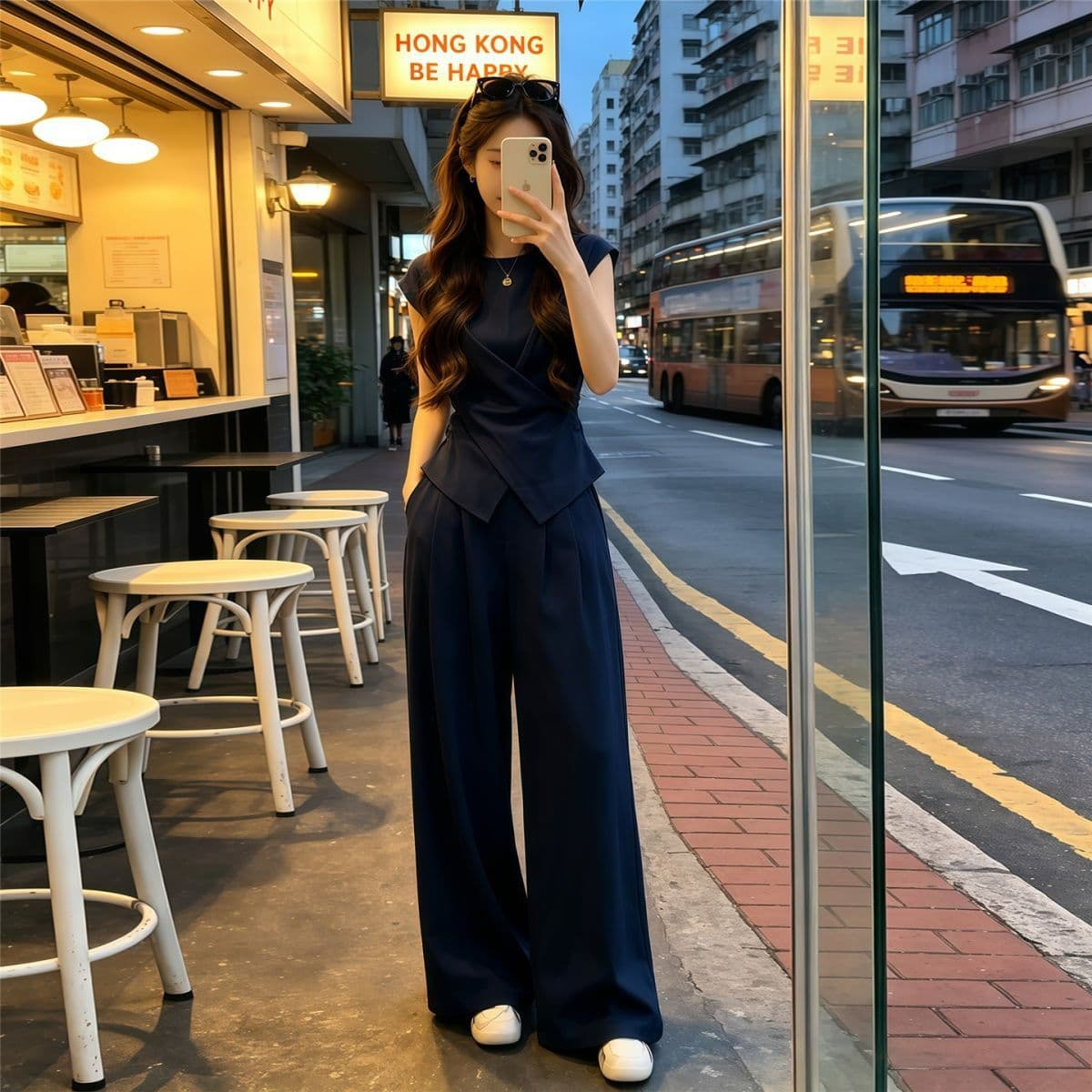 품격 한국 스타일 패션 세트 여성 여름 새로운 작은 대중 디자인 센스 반팔 와이드 레그 팬츠 투피스 세트 상세 이미지 11