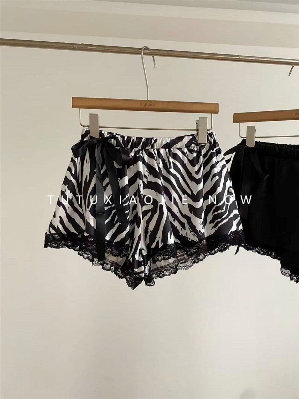 원본 새틴 레이스 레이스 펌프 로프 새틴 반바지 여성 여름 밴딩 루즈핏 슬림해 보이는 다용도 넓은 다리 상세 이미지 9