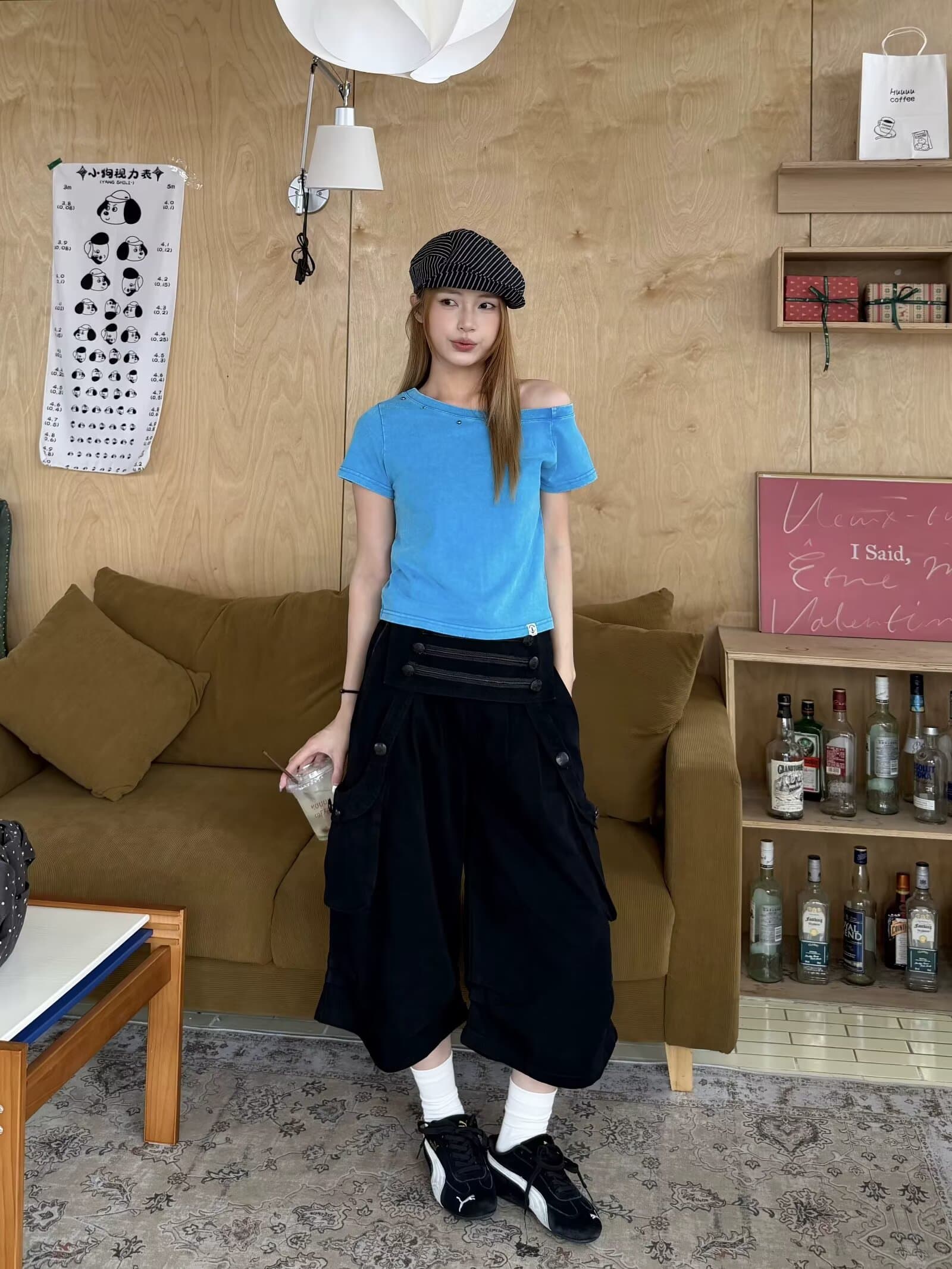 아메리칸 레트로 무거운 작업 기타 주머니 워크웨어 팬츠 여성 루즈핏 넓은 다리 캐주얼 디자인 센스 와이드 튜브 긴 바지 이미지 3