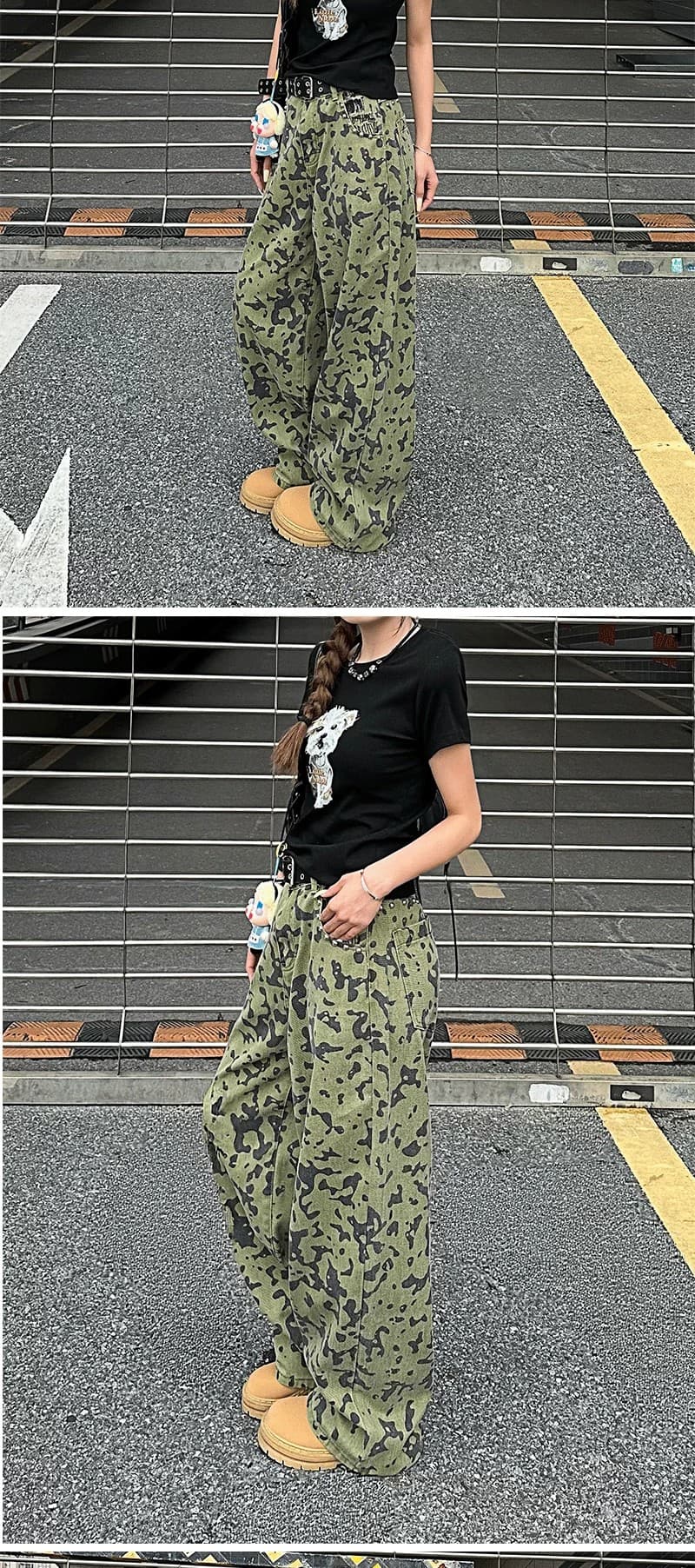 아메리칸 레트로 카모플라주 워크웨어 팬츠 2026 여름 새로운 하이웨이스트 루즈핏 키 큰 남자 와이드 팬츠 캐주얼 긴 바지 상세 이미지 3