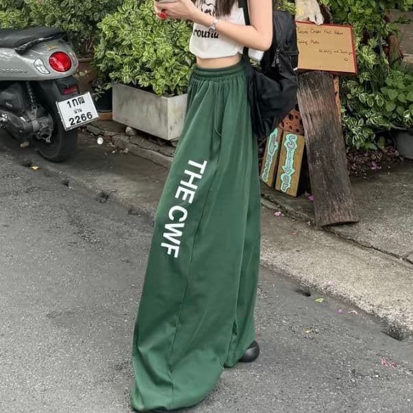 인터넷 유명인 ins 여름 얇은 스타일 느긋한 바람 한 부서 루즈핏 운동 캐주얼 웨이 바지 와이드 레그 팬츠 상세 이미지 7