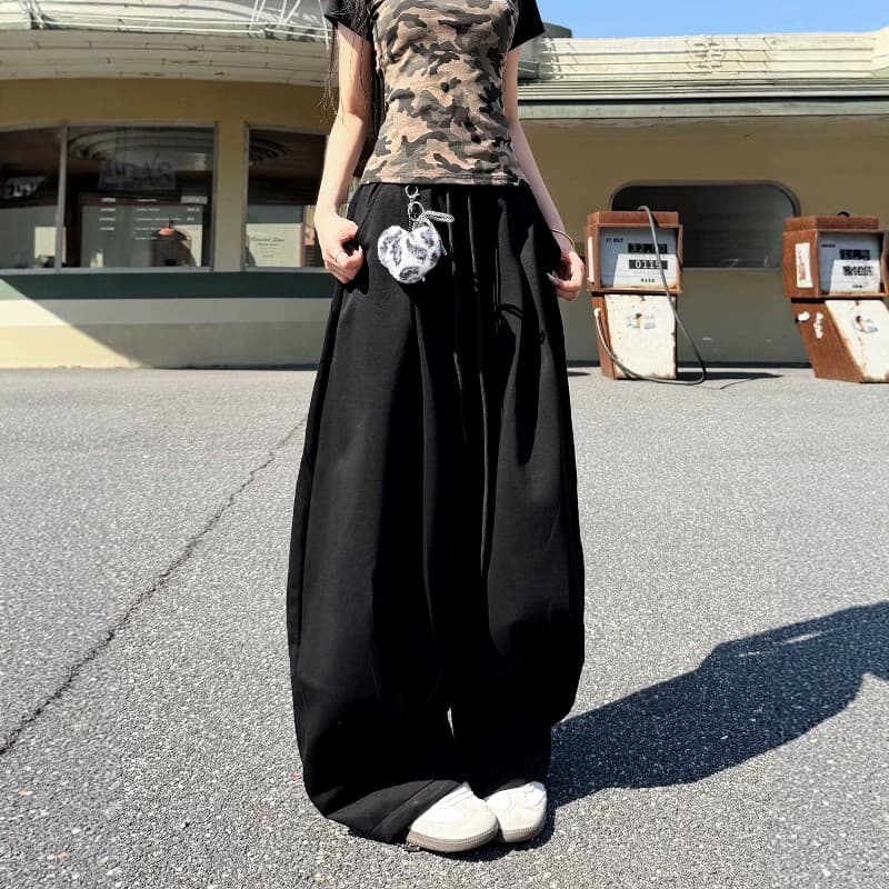 아메리칸 해체 펌프 로프 모통이 칼 캐주얼 바지 남녀 루즈핏 다용도 운동 웨이 바지 회색 알파벳 프린트 롱 바지 이미지 3