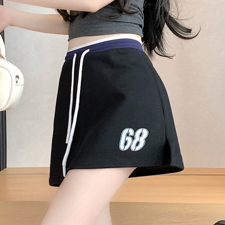 사람들 면 빈 가스 층 배색 테두리 펌프 로프 레이스업 한 마디 캐주얼 바지 여성 한국 스타일 다용도 외출용 넓은 다리가 짧다. 바지 이미지 4