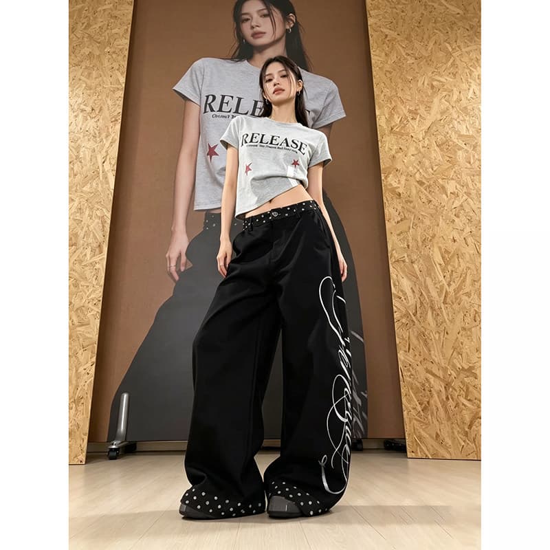 아메리칸 레트로 펌프 로프 주름 속도 건조한 낙하산 병 바지 남녀 느슨함 센스 루즈핏 캐주얼 와이드 레그 팬츠 이미지 5