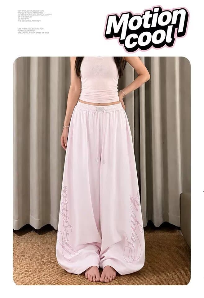 스트리트 댄스 조수 브랜드 핑크색 연인 나비 핫픽스 핫걸 운동 바지 재즈 아메리칸 거리 캐주얼 바지 트렌디 상세 이미지 2