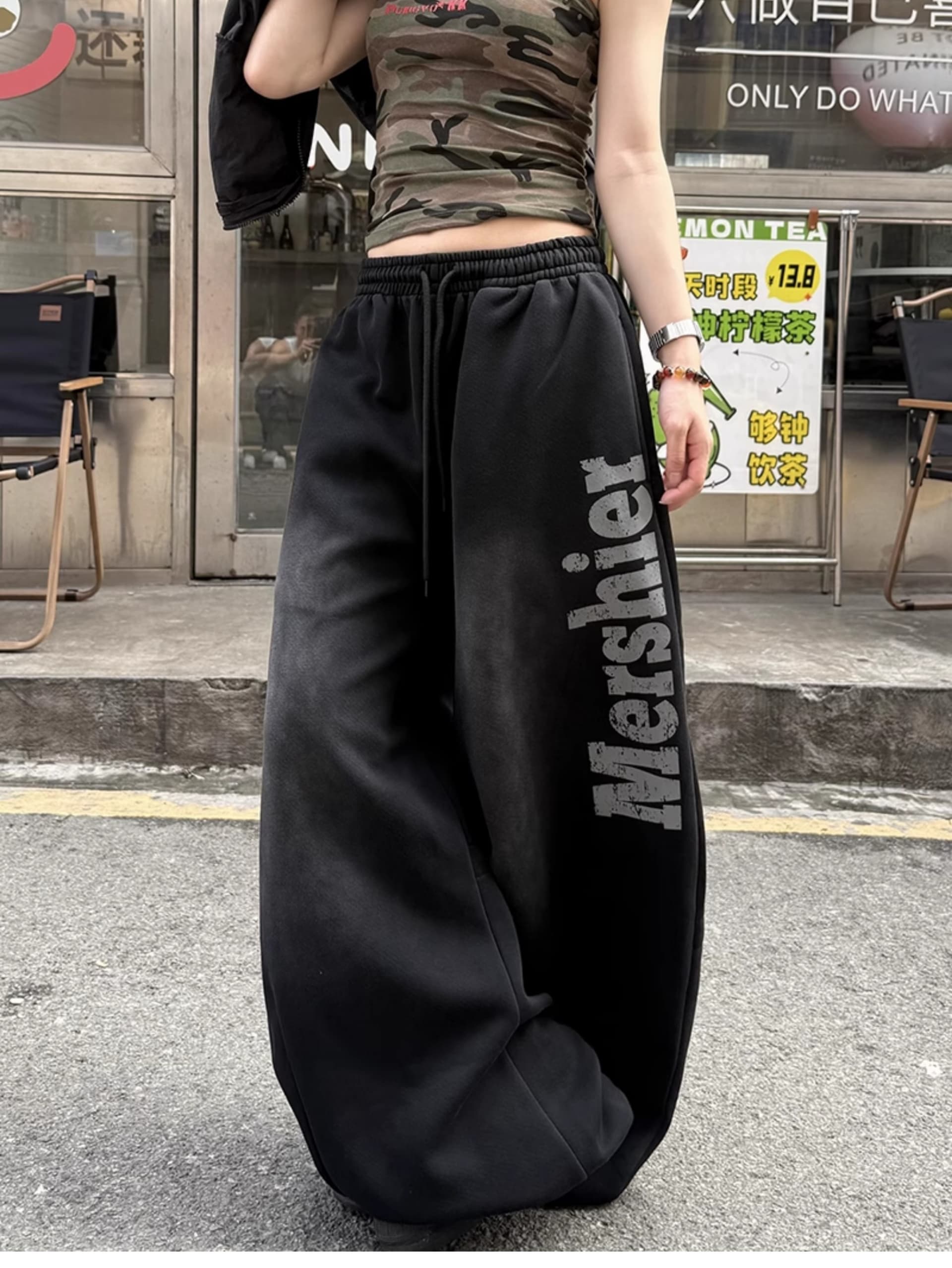 아메리칸 레트로 거리 바람 스프레이 페인트 루즈핏 스트레이트 넓은 다리 웨이 바지 남녀 다용도 무용 바지 트렌디 상세 이미지 5