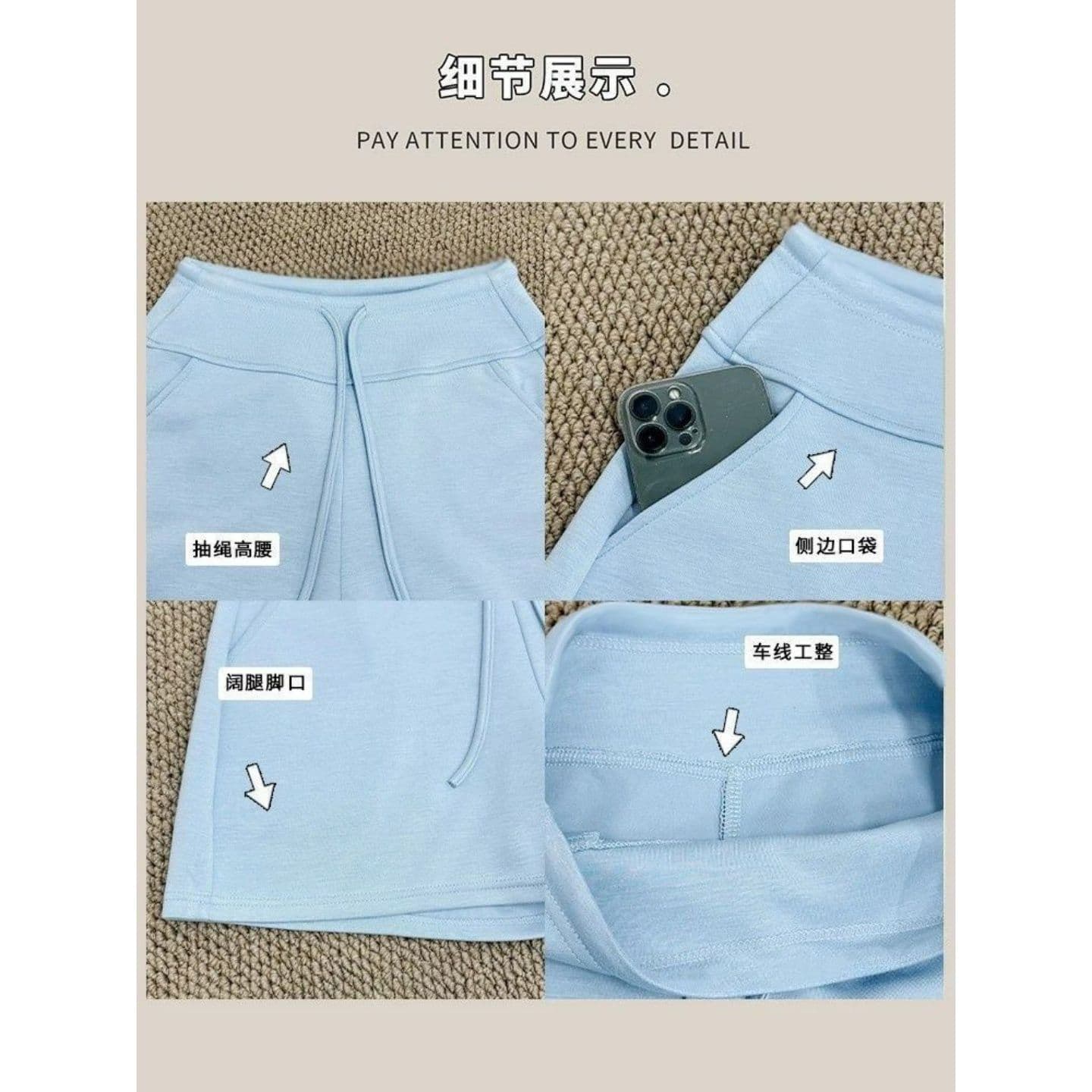 광저우 단단한 경기 사람들 면 빈 가스 층 280 그램 여름 얇은 스타일 파란색 펌프 로프 운동 반바지 여성 이미지 5