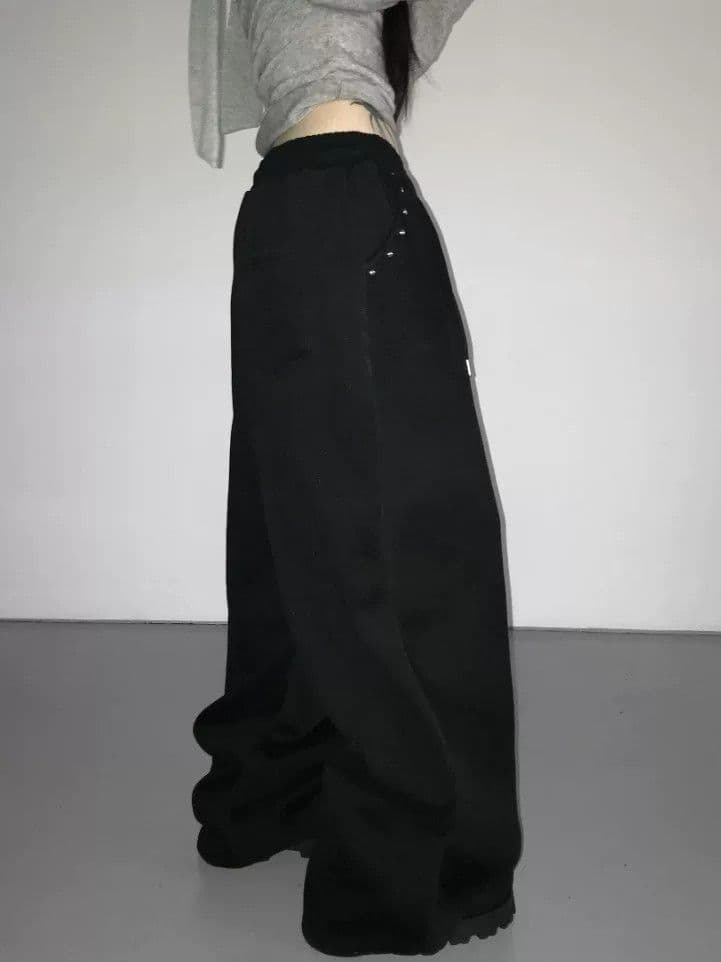 유럽과 미국 v 요소 거리 레이스업 캐주얼 바지 y2k 레트로 하라주쿠 핫픽스 스트레이트 팬츠 하이웨이스트 웃음 하 운동 바지 여성 상세 이미지 11