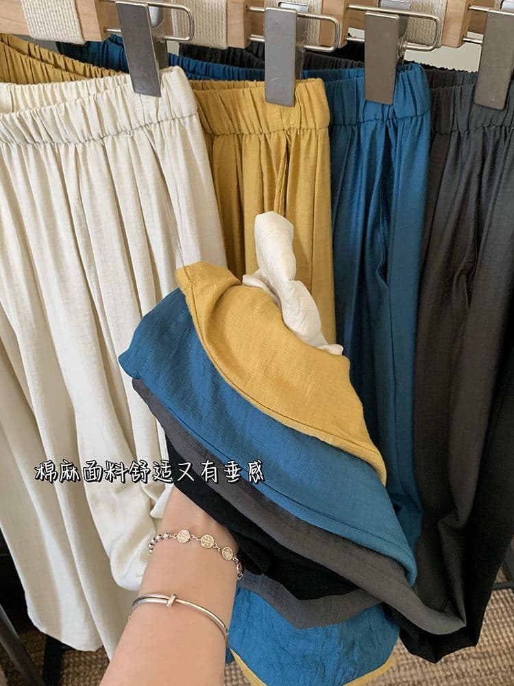 원본 품질 느긋한 바람 도루 센스 허리밴드 캐주얼 바지 여성 여름 핫걸 루즈핏 슬림해 보이는 와이드 레그 팬츠 상세 이미지 9