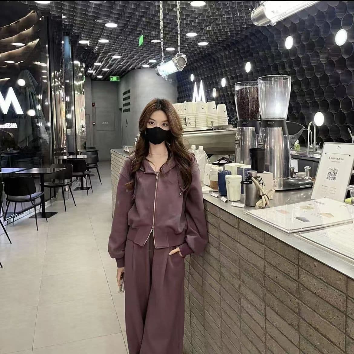 패션 운동복 세트 여성 2026 년 봄 가을 새로운 품격 다용도 후드 티 스웨터 와이드 레그 팬츠 투피스 세트 상세 이미지 14