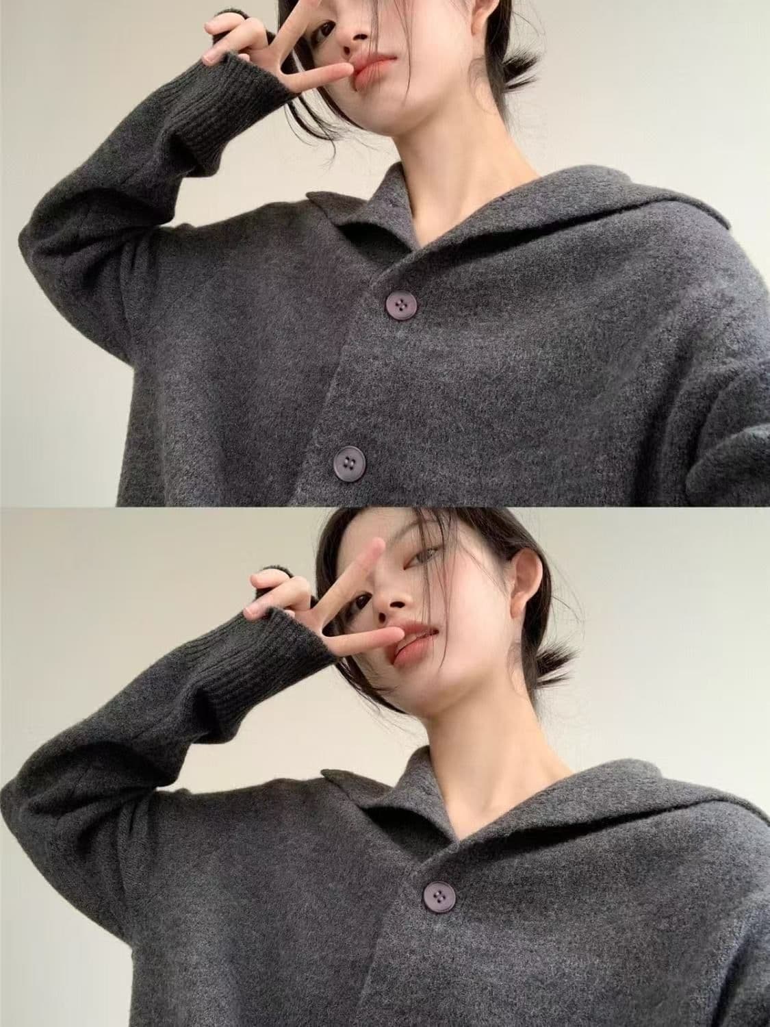 프랑스식 한 부서 캐주얼 패션 세트 여성 가을 겨울 느긋한 안감 오픈 가디건 트임 넓은 다리 길이 바지 패션 투피스 세트 상세 이미지 7