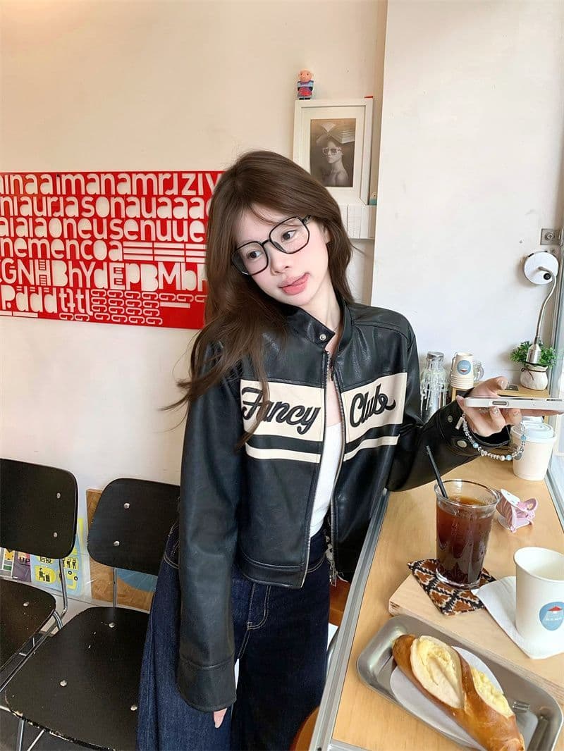 검정색 레트로 오토바이 쇼트 스타일 가죽 재킷 재킷 봄 작은 키 다용도 캐주얼 pu 가죽 자켓 맨위 이미지 4