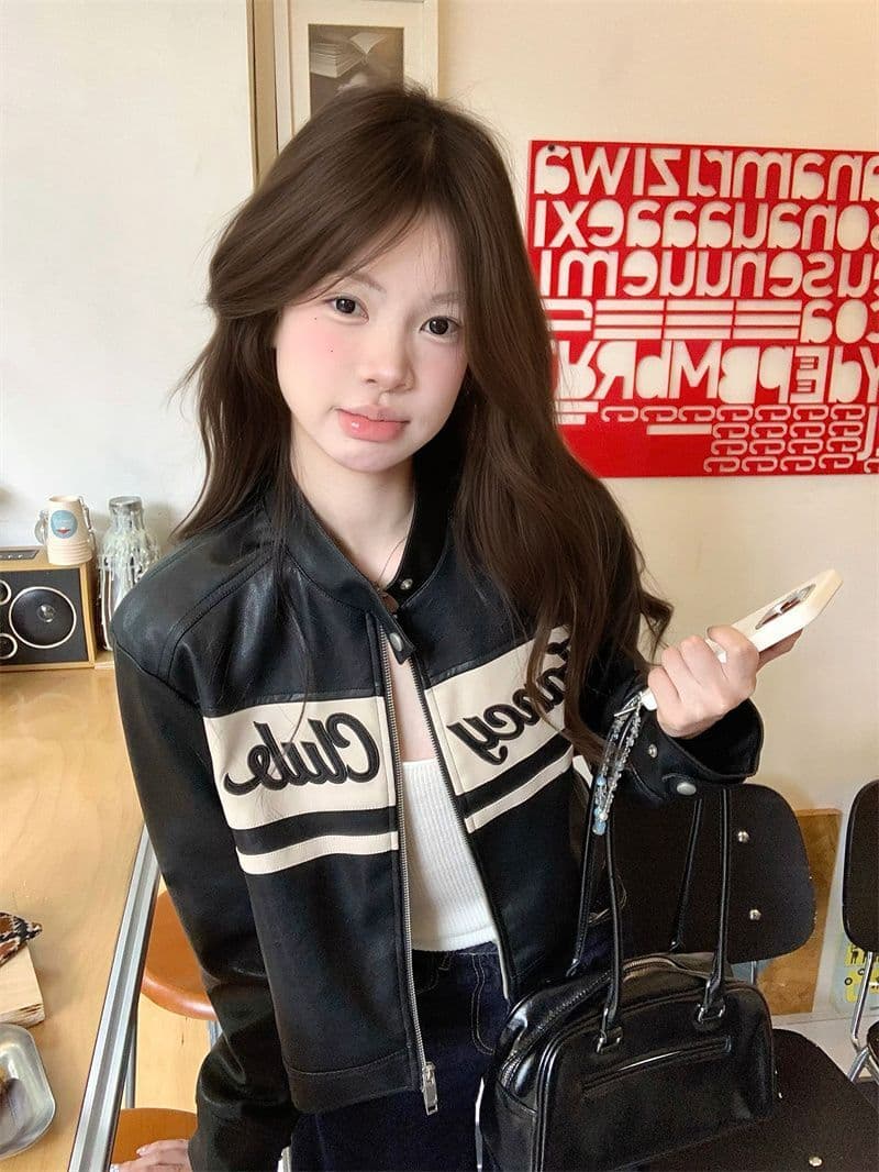 검정색 레트로 오토바이 쇼트 스타일 가죽 재킷 재킷 봄 작은 키 다용도 캐주얼 pu 가죽 자켓 맨위 이미지 3