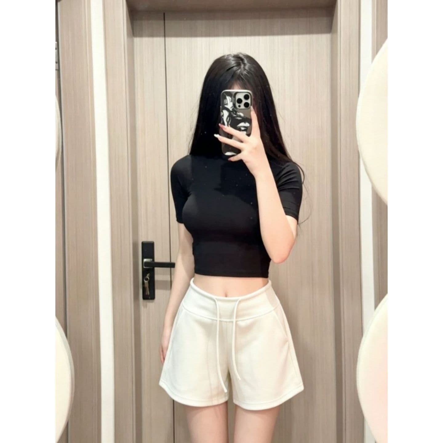 광저우 단단한 경기 사람들 면 빈 가스 층 280 그램 캐주얼 요가 한 마디 운동 3 점 바지 트렌디 이미지 2