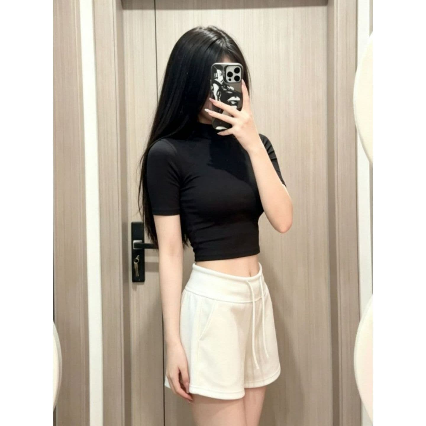 광저우 단단한 경기 사람들 면 빈 가스 층 280 그램 캐주얼 요가 한 마디 운동 3 점 바지 트렌디 이미지 3
