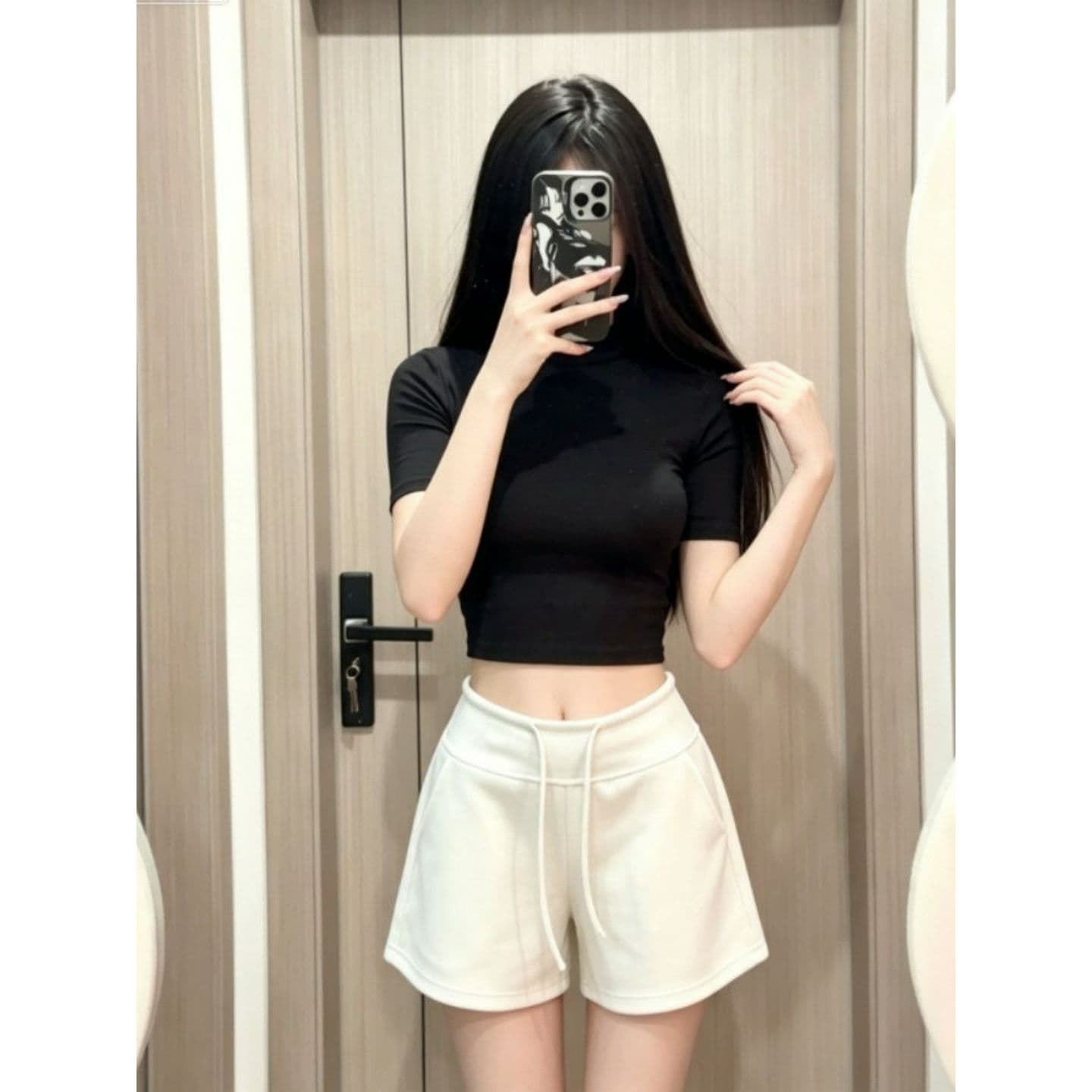 광저우 단단한 경기 사람들 면 빈 가스 층 280 그램 캐주얼 요가 한 마디 운동 3 점 바지 트렌디