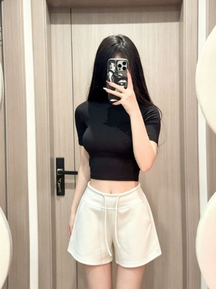 광저우 단단한 경기 사람들 면 빈 가스 층 280 그램 캐주얼 요가 한 마디 운동 3 점 바지 트렌디 상세 이미지 2