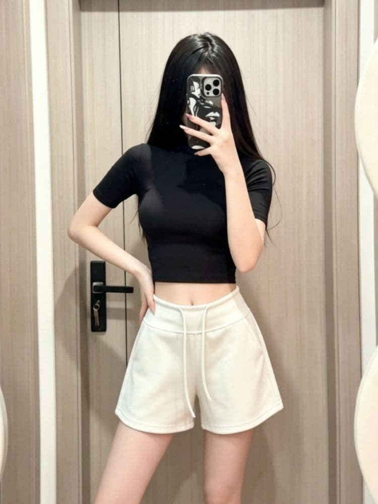 광저우 단단한 경기 사람들 면 빈 가스 층 280 그램 캐주얼 요가 한 마디 운동 3 점 바지 트렌디 상세 이미지 4