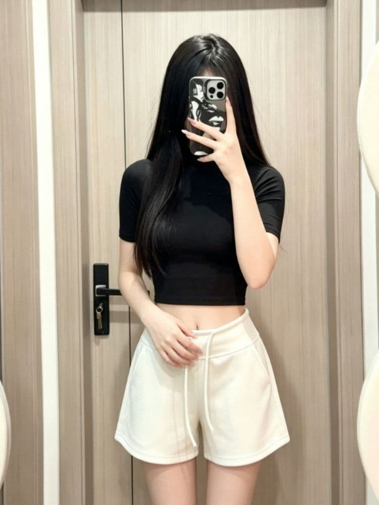 광저우 단단한 경기 사람들 면 빈 가스 층 280 그램 캐주얼 요가 한 마디 운동 3 점 바지 트렌디 상세 이미지 5