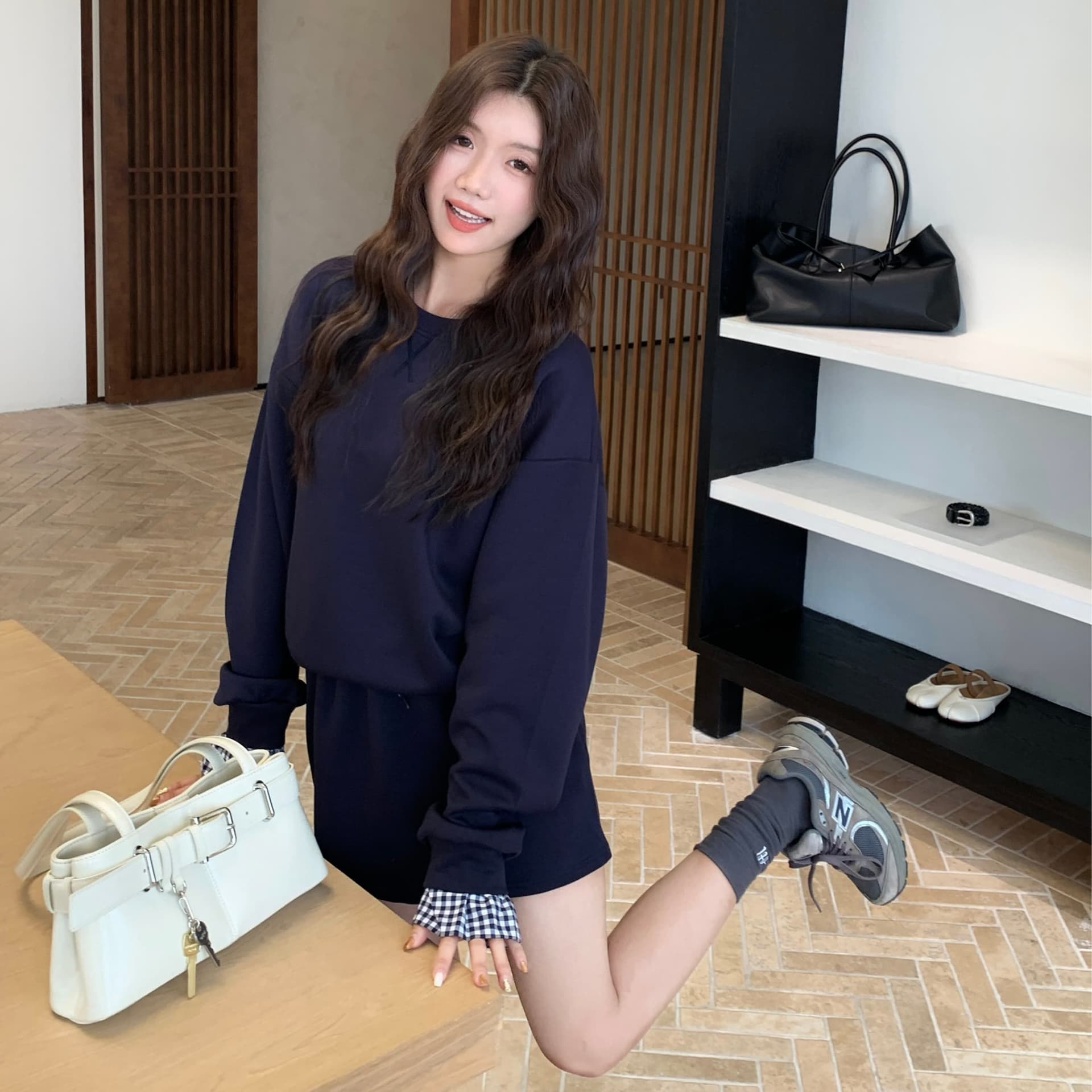 빅 사이즈 세트 캐주얼 패션 고급 센스 miu 부서 후드티 치마 투피스 세트 이미지 4