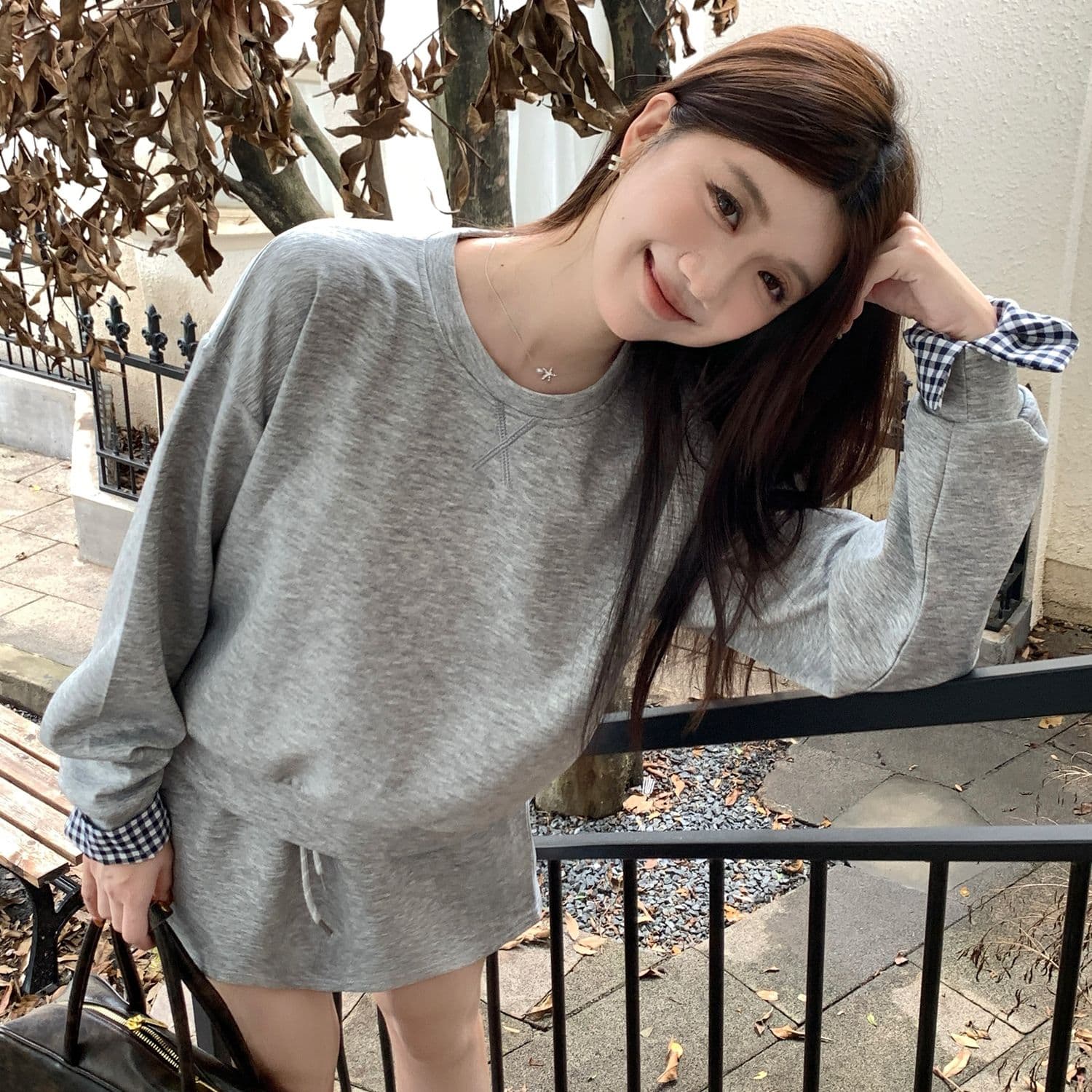 빅 사이즈 세트 캐주얼 패션 고급 센스 miu 부서 후드티 치마 투피스 세트 이미지 5