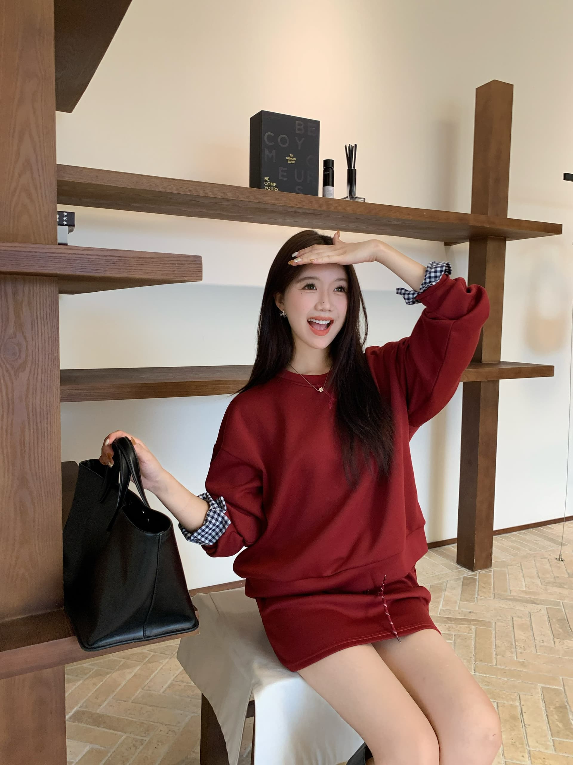 빅 사이즈 세트 캐주얼 패션 고급 센스 miu 부서 후드티 치마 투피스 세트 상세 이미지 13