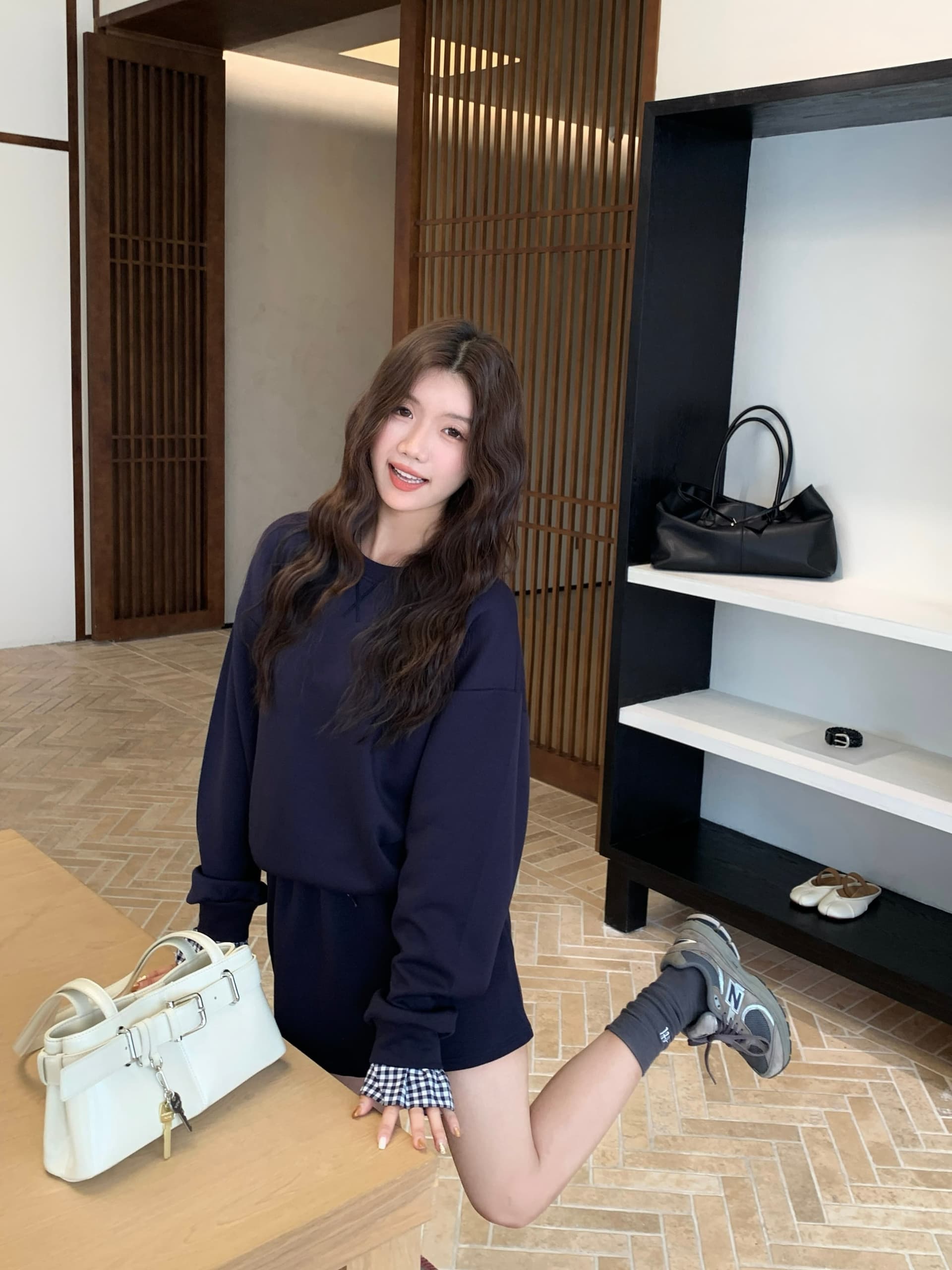 빅 사이즈 세트 캐주얼 패션 고급 센스 miu 부서 후드티 치마 투피스 세트 상세 이미지 17