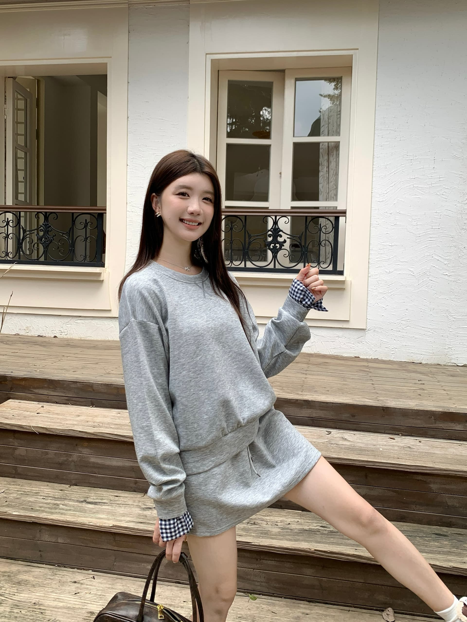 빅 사이즈 세트 캐주얼 패션 고급 센스 miu 부서 후드티 치마 투피스 세트 상세 이미지 25