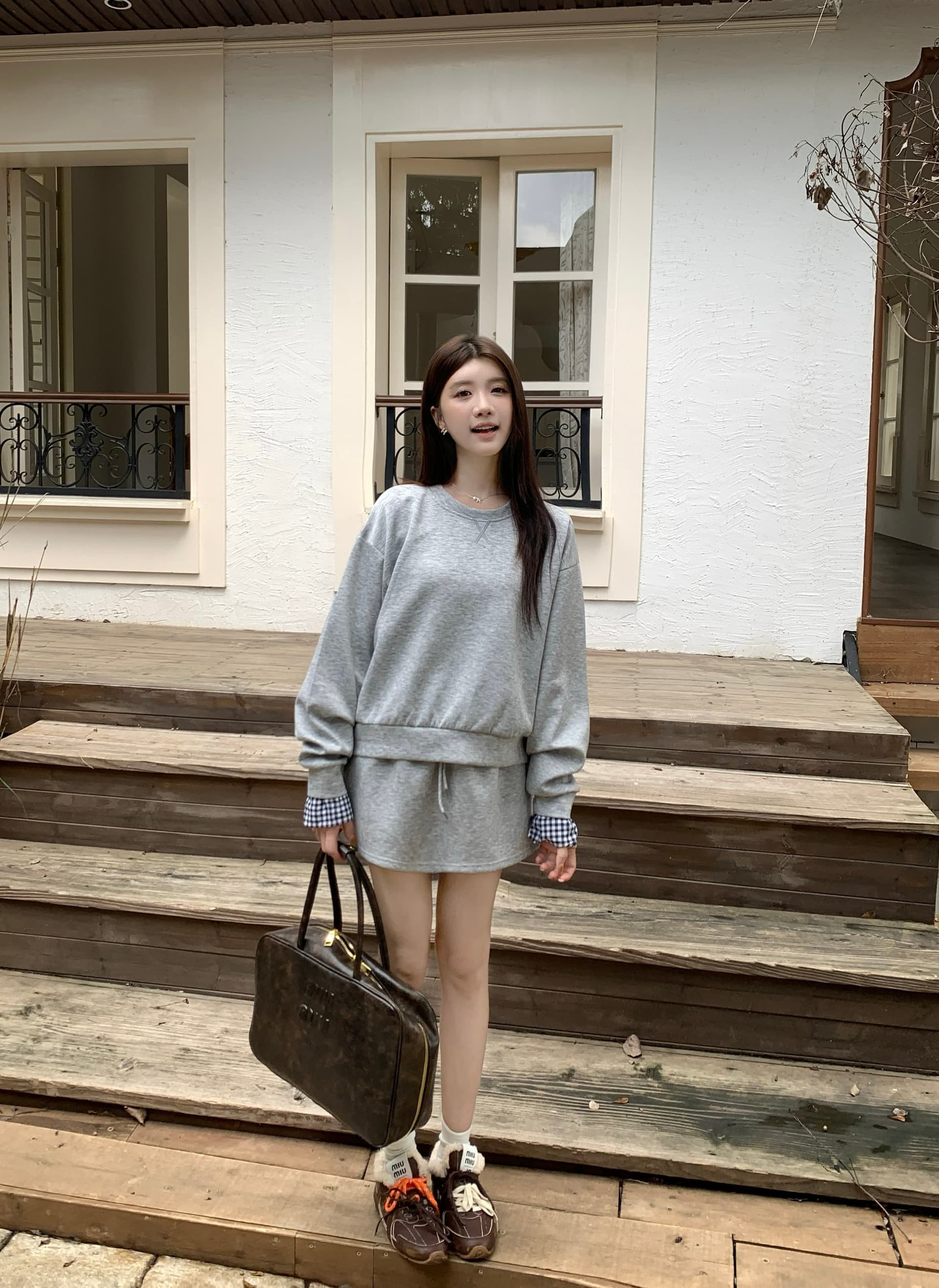빅 사이즈 세트 캐주얼 패션 고급 센스 miu 부서 후드티 치마 투피스 세트 상세 이미지 28
