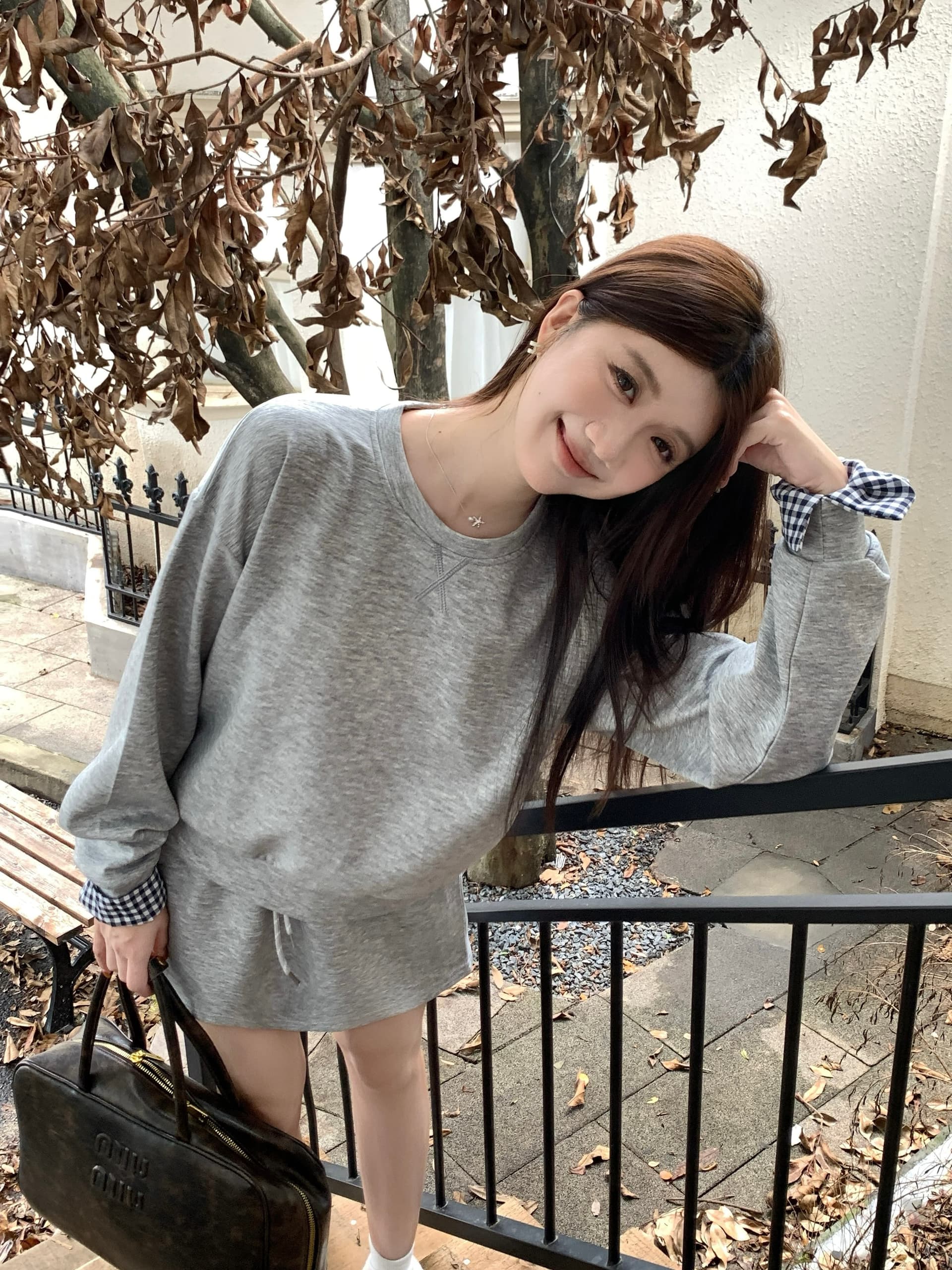 빅 사이즈 세트 캐주얼 패션 고급 센스 miu 부서 후드티 치마 투피스 세트 상세 이미지 29
