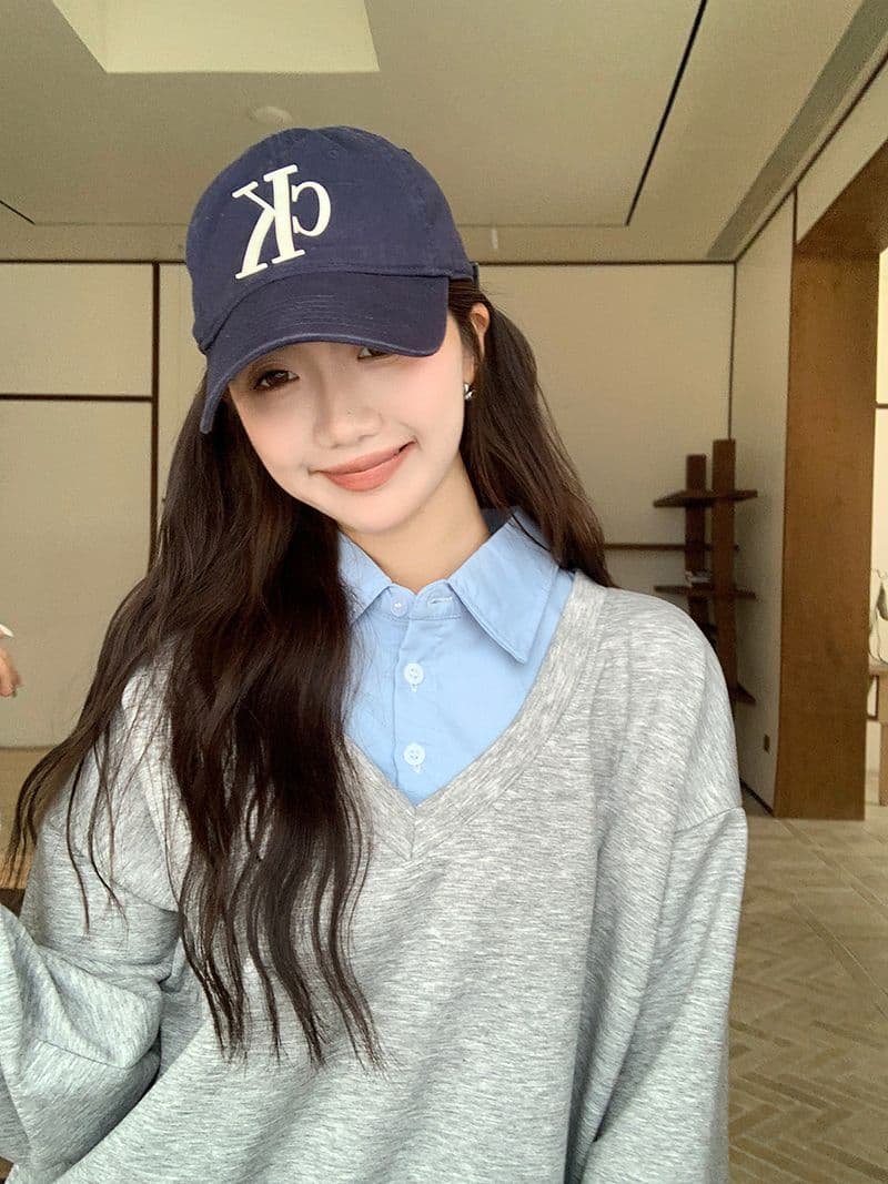 페이크 레이어드 후드티 반신 스커트 POLO 칼라 반신 스커트 투피스 세트 학원 느긋한 세트 이미지 2
