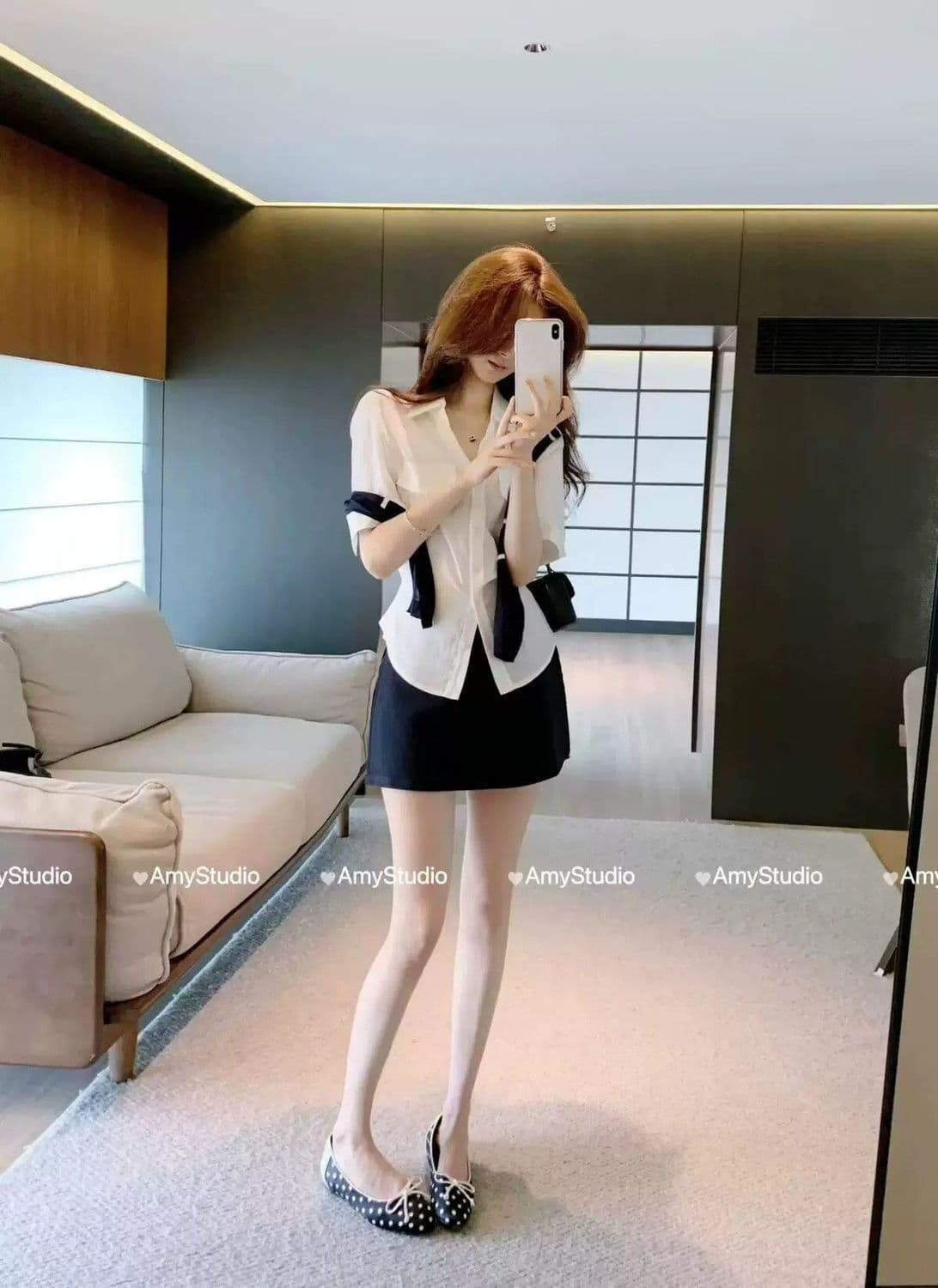 학원 스타일 패션 세트 여성 여름 새로운 느긋한 바람 반팔 셔츠 경기 숄 바지 연령 감소 슬림해 보이는 3종 세트 상세 이미지 5