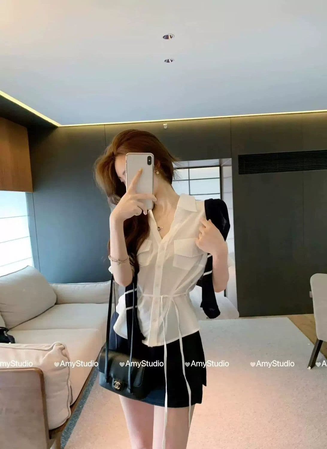 학원 스타일 패션 세트 여성 여름 새로운 느긋한 바람 반팔 셔츠 경기 숄 바지 연령 감소 슬림해 보이는 3종 세트 상세 이미지 7
