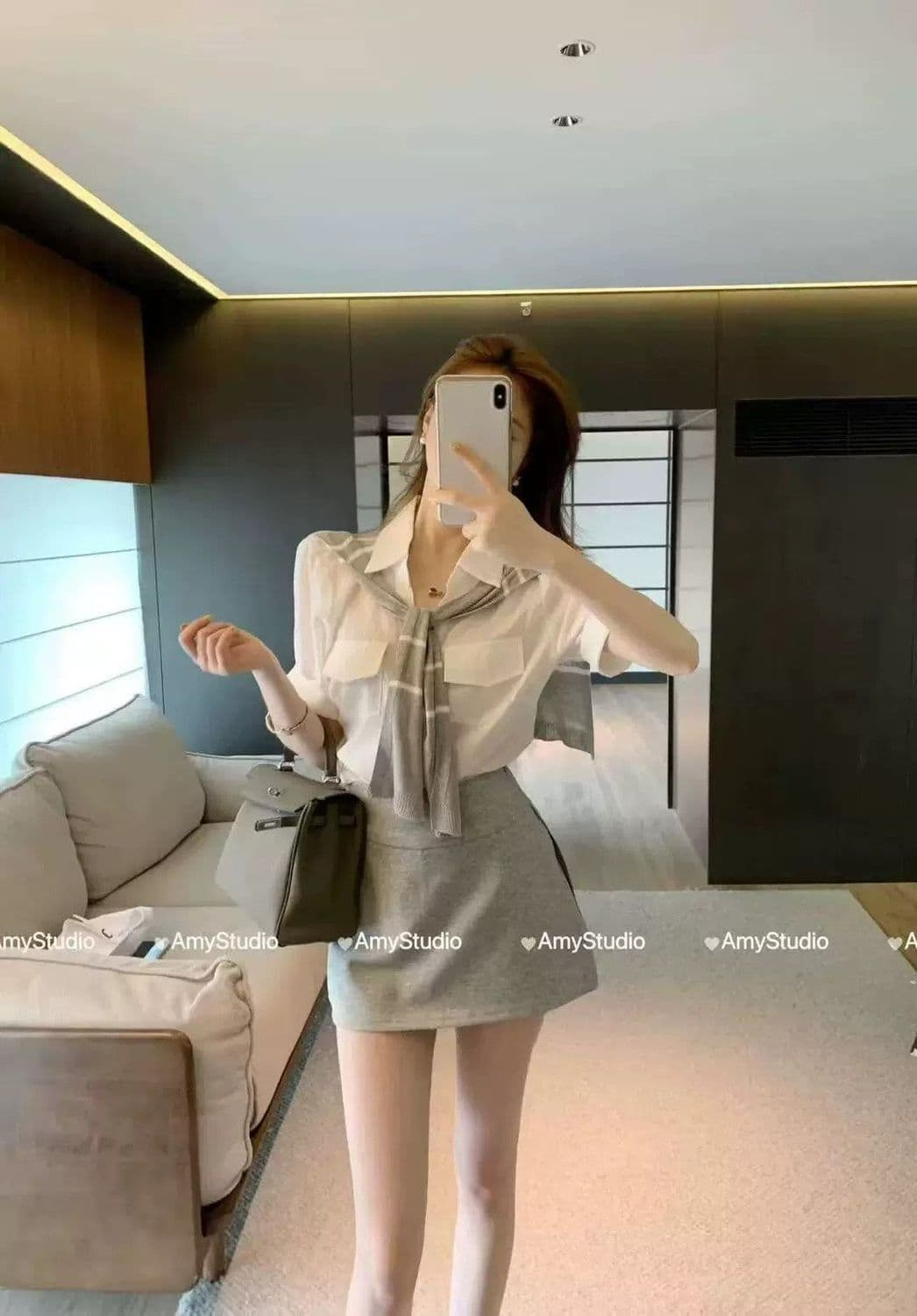 학원 스타일 패션 세트 여성 여름 새로운 느긋한 바람 반팔 셔츠 경기 숄 바지 연령 감소 슬림해 보이는 3종 세트 상세 이미지 14