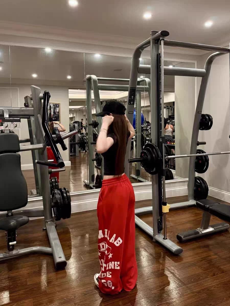 아메리칸 레트로 알파벳 프린트 운동 웨이 바지 남녀 작은 대중 도루 센스 넓은 다리 바닥 청소 캐주얼 긴 바지 ins 상세 이미지 6