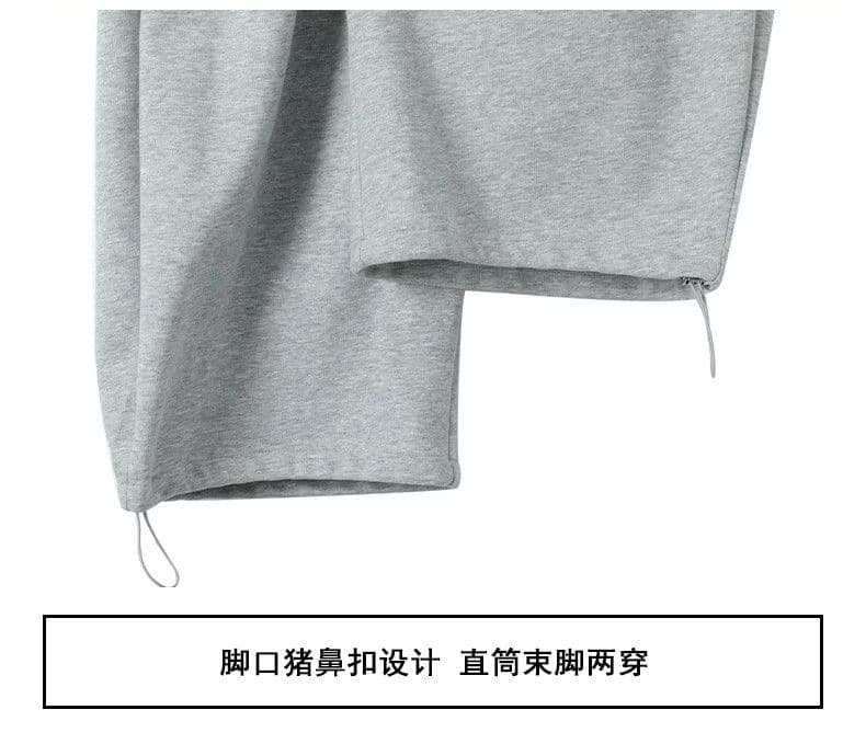 순수한 Mianhua 면 복합 캐주얼 운동 웨이 바지 여성 봄 가을 하이웨이스트 루즈핏 슬림해 보이는 스트레이트 넓은 다리 운동 바지 상세 이미지 9