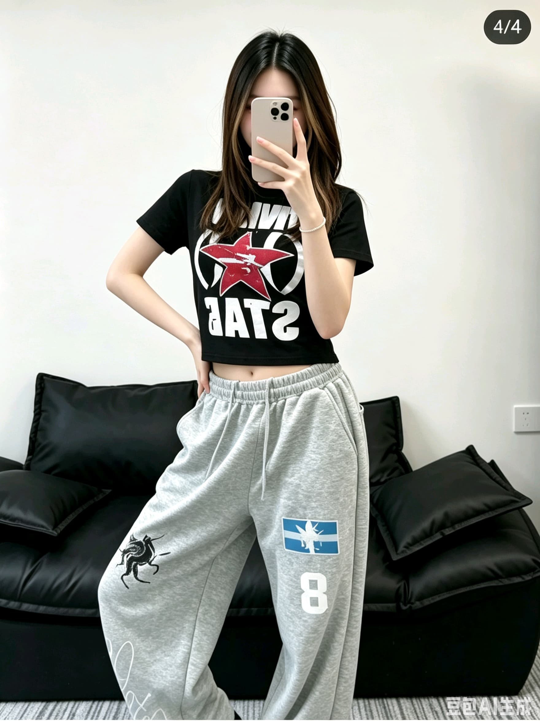 무거운 작업 자수 전쟁 말 캐주얼 바지 남녀 아메리칸 높음 거리 커플 무거운 루즈핏 스트레이트 허리밴드 웨이 바지 상세 이미지 6