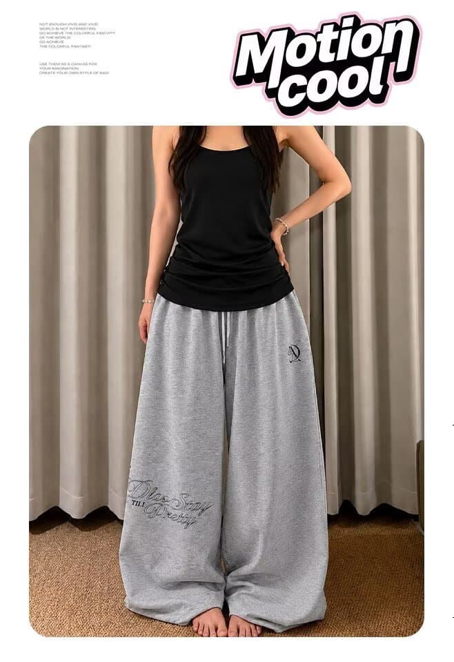 아메리칸 스트리트 댄스 조수 브랜드 프린트 재즈 jzza 핫걸 루즈핏 넓은 다리 캐주얼 바지 여성 운동 바지 웃음 하 스트리트 댄스 바지 상세 이미지 1