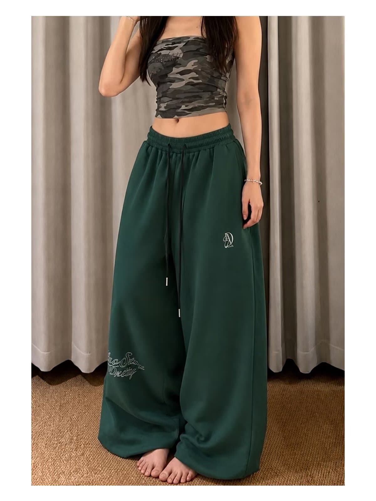 아메리칸 스트리트 댄스 조수 브랜드 프린트 재즈 jzza 핫걸 루즈핏 넓은 다리 캐주얼 바지 여성 운동 바지 웃음 하 스트리트 댄스 바지 상세 이미지 12