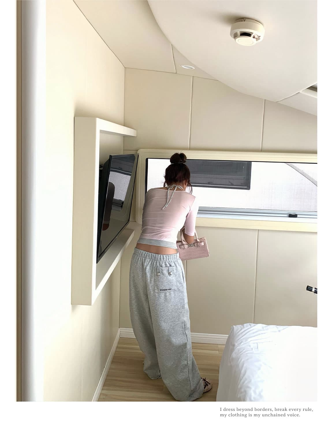 아메리칸 디자인 센스 단추 허리밴드 넓은 다리 웨이 바지 남녀 루즈핏 캐주얼 바지 스트레이트 긴 바지 상세 이미지 9