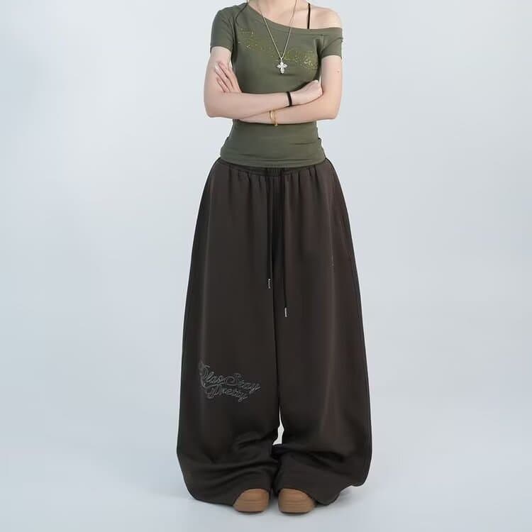 아메리칸 순수한 면 바지 봄 가을 하이웨이스트 넓은 다리 재즈 스트리트 댄스 바지 높음 거리 루즈핏 스트레이트 조거 캐주얼 웨이 바지 상세 이미지 2