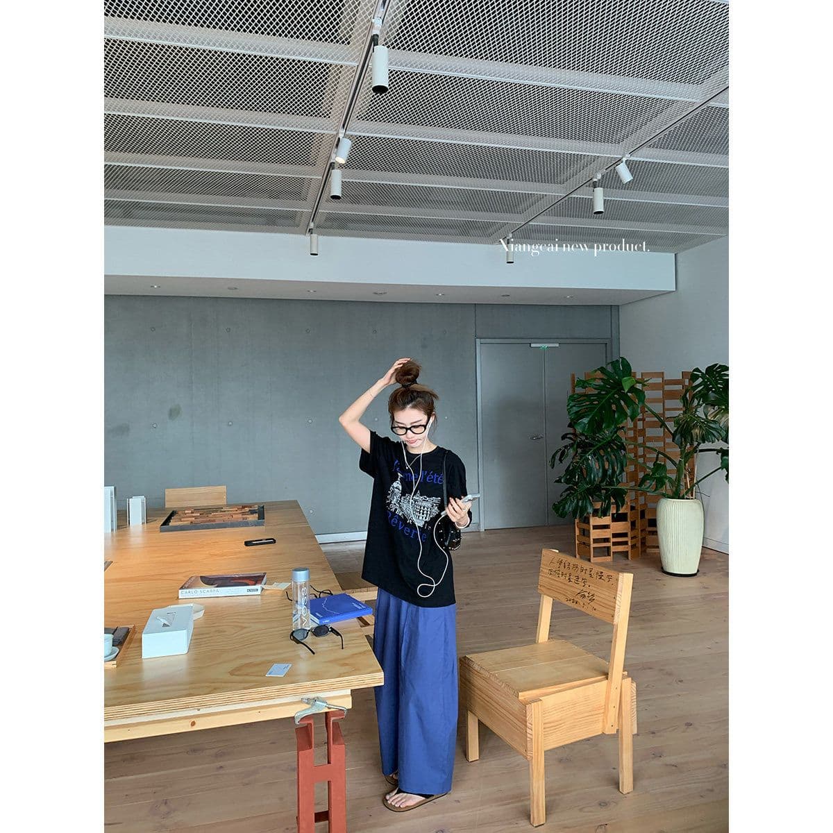 아메리칸 모통이 칼 캐주얼 바지 여성 가을 루즈핏 슬림해 보이는 스트레이트 긴 바지 상세 이미지 5