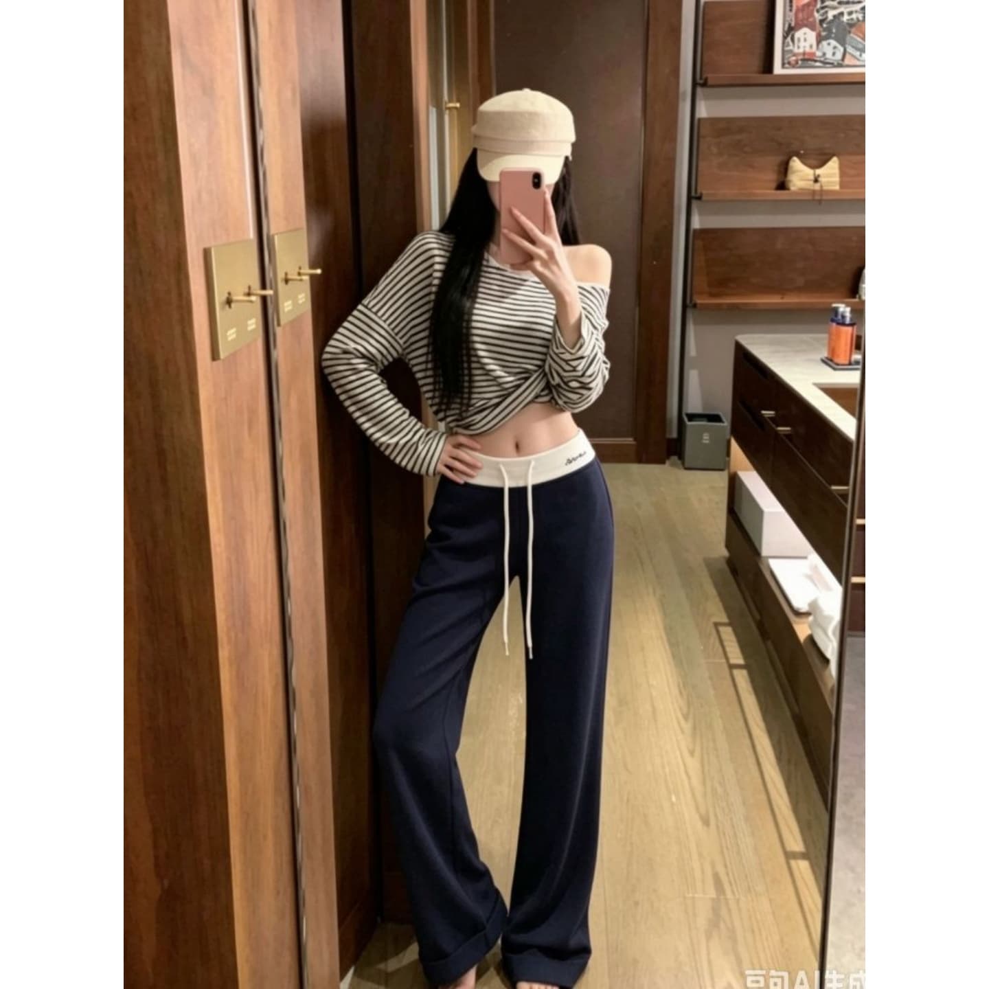 광저우 원본 남자 바 면 280 그램 자수 공예 도루 센스 몸매 가꾸기 슬림해 보이는 운동 바지 여성 이미지 3