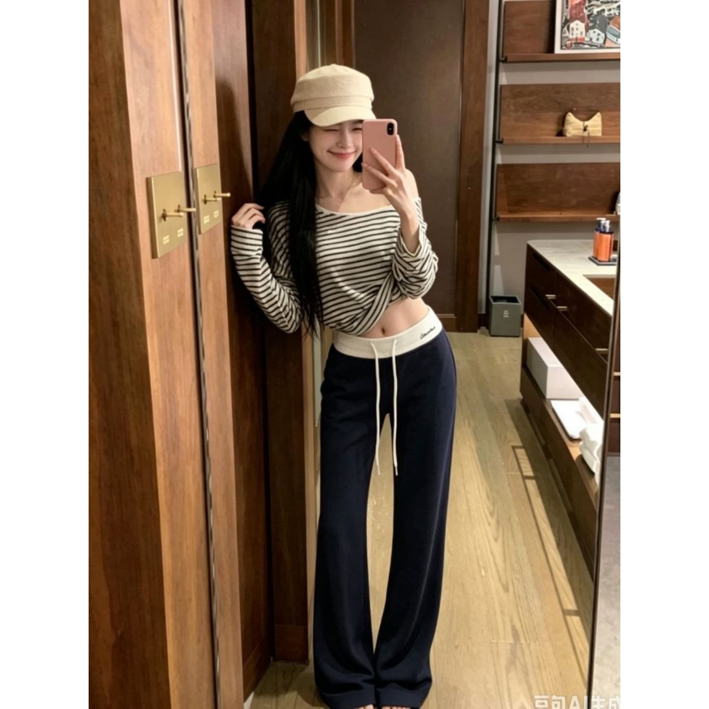 광저우 원본 남자 바 면 280 그램 자수 공예 도루 센스 몸매 가꾸기 슬림해 보이는 운동 바지 여성 상세 이미지 1
